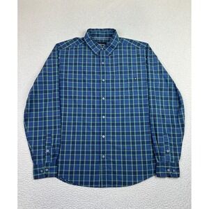 Marmot Shirt Mens Large Blue Plaid Polyester Nylon Long Sleeve Button Up Casual